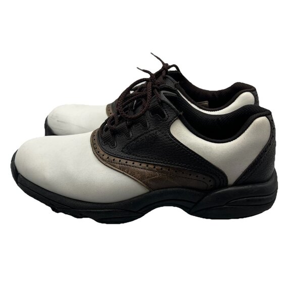 Footjoy Green Joys Size 7 M White Brown Saddle Oxford Leather Golf Shoes 45402 main image 10